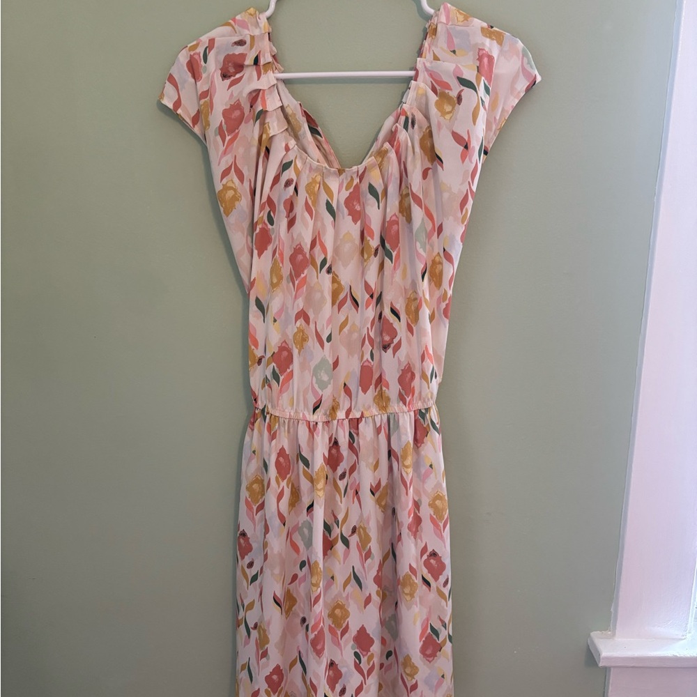 LC Lauren Conrad Pink and Yellow Midi Dress Size XL